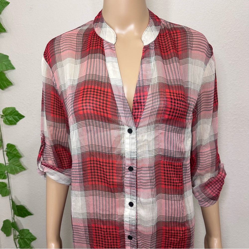 Weavers Plaid Button Down Top - image 2